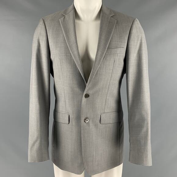 Size 38 Grey Wool Notch Lapel Sport Coat